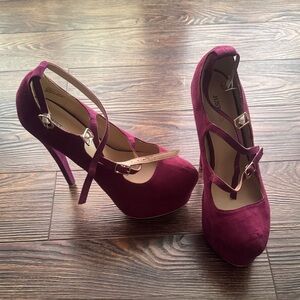 JustFab Burgundy Platform Heels